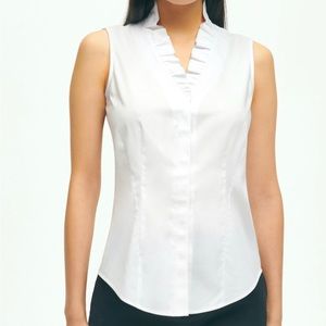 sleeveless ruffled non-iron blouse worn one time